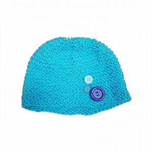 𝅺hand Knit Turqoise Hat Beanie Toque Ponytail hat